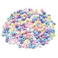 Sachet de 500g de perles bois pastel, formes assorties - Image principale
