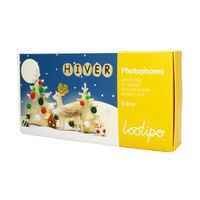 Set de 5 photophores en bois, 17x10,2 - thème hiver - Image 2