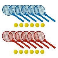 Lot de 12 raquettes de mini-tennis + 12 balles en mousse - Image principale