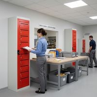 Armoire à courrier 10 cases Serrure à clé Rouge - Image 3