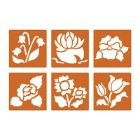 Pochoir plastique lavable 14,5 x 14,5 cm (Pochette de 6) - Fleurs - Image principale