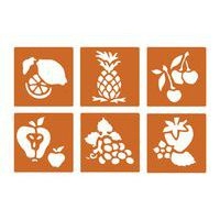 Pochoir plastique lavable 14,5 x 14,5 cm (Pochette de 6) - Les fruits - Image principale