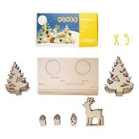 Set de 5 photophores en bois, 17x10,2 - thème hiver - Image principale
