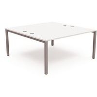 Bureau pied carré L160xP165 ép.25 mm blanc/gris alu - Image principale