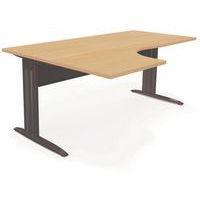 Plan compact 180X80X120 cm retour gauche gris/hêtre - Image principale