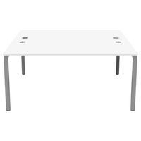 Bureau pied carré L160xP165 ép.25 mm blanc/gris alu - Image 2