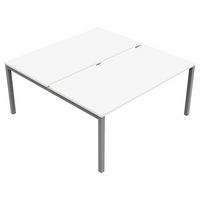 Bureau pied carré L160xP165 ép.25 mm blanc/gris alu - Image 4