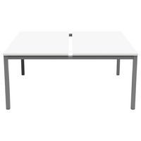 Bureau pied carré L160xP165 ép.25 mm blanc/gris alu - Image 3