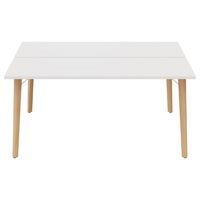 Bureau double départ 160x165 cm blanc/pied bois hêtre - Image 4