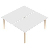 Bureau double départ 160x165 cm blanc/pied bois hêtre - Image 2