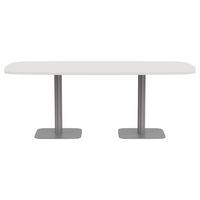 Table de réunion tonneau L200XP100 ép.25mm blanc/gris alu - Image 3