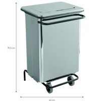 Conteneur mobile à pédale front amovible Inox brillant 70L - Image 3