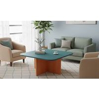 Table basse range-poufs Diabolo 100 x 100 cm Bleu vert/Hêtre - Image 4