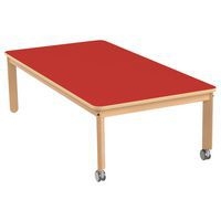 Table Lili roulettes piétement hêtre plateau rectangulaire couleur - Image 2