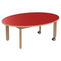 Table Lili avec roulettes piétement hêtre plateau ovale - Image 2