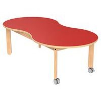 Table Lili avec roulettes piétement hêtre plateau cacahuète - Image 2