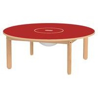 Table Lili ronde, plateau couleur avec bac, piétement bois hêtre - Image 2