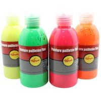 Assortiment 4 flacons 250 ml peinture pailletée fluo pichon - Image 4