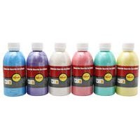 Assortiment de 6 flacons de 250 ml de  gouache acrylique nacrée pichon - Image principale