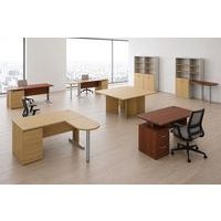Pack bureau asymétrique 160cm pied L+caisson HB Quatuor Retour droite Hêtre/alu - Image 3