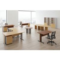 Pack bureau asymétrique 160cm pied L+caisson HB Quatuor Retour droite Hêtre/alu - Image 5
