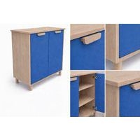 Meuble étagères Filou  avec portes sur pieds bleu delft - Image 2
