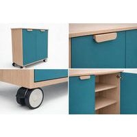 Meuble étagères Filou  avec portes à roulettes turquoise - Image 3
