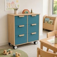 Meuble Filou  6 tiroirs sur roulettes turquoise - Image 3