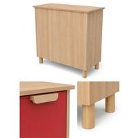 Meuble étagères Filou avec portes sur pieds rouge cerise - Image 2