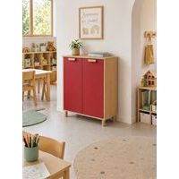 Meuble étagères Filou avec portes sur pieds rouge cerise - Image 3