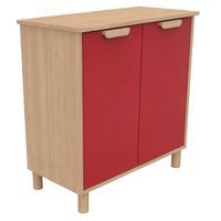 Meuble étagères Filou avec portes sur pieds rouge cerise - Image 4