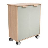 Meuble étagères Filou avec portes sur roulettes vert opale - Image 2