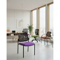 Lot de 2 chaises visiteurs Ritz dossier résille noire assise anis - Image 3