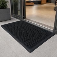 Tapis d'entrée extérieur en caoutchouc surface strié 90x150 Noir - Image 3