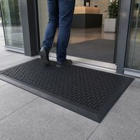 Tapis d'entrée extérieur en caoutchouc surface strié 90x150 Noir - Image 2