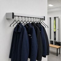 Portemanteau mural avec 10 cintres - Nbr patère : 10 - Argent - Image 2
