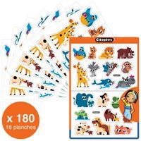 Lot de 18 planches de 180 maxi gommettes bébés animaux - Image principale