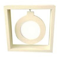 Cadre photo rond suspendu en bois à décorer 13 x 13 cm - Image principale