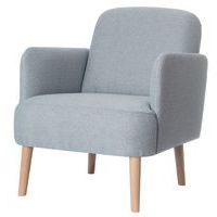 Fauteuil Duncan pied hêtre massif revêtement tissu polyester coloris Gris Clair - Image 2