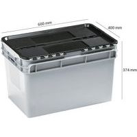 Bac std couvercle intégré H 335 mm Gerbage Couvercle Noir Coloris:Gris - Image 2