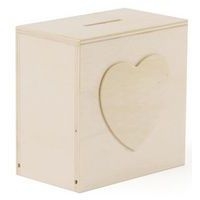 Tirelire motif cœur en bois à décorer 100x100x60mm - Image principale