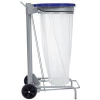 Support roulant pour sac poubelle de tri 110 L couvercle bleu - Rossignol - Image 4