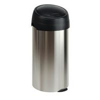 Poubelle ronde avec ouverture Touch 60L gris inox - Image principale