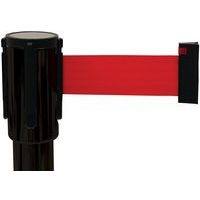 Poteau noir sangle rouge 5m base à roulettes noir - Image 2