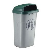 Poubelle plastique d'extérieur ininflammable 50L gris/vert - Image principale