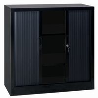 Armoire basse à rideaux en kit - Largeur 100 cm, Structure coloris : Anthracite - Image principale