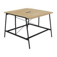 Table de réunion Alto 140x143x105 cm élec. Noir/chêne vieilli - Image principale