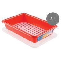 Bac plat HACCP avec couvercle et grille - GILAC, Coloris : Rouge - Image 2