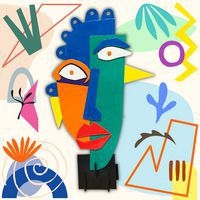 lot de 5 sculptures carton - visage destructuré - Image 2