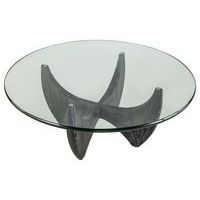 Table basse Harper plateau verre pieds chêne massif noir - Image 2
